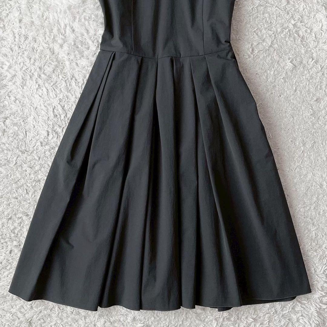 【美品】フォクシー ストレッチワンピースドレス フレア ひざ丈 ダークネイビー