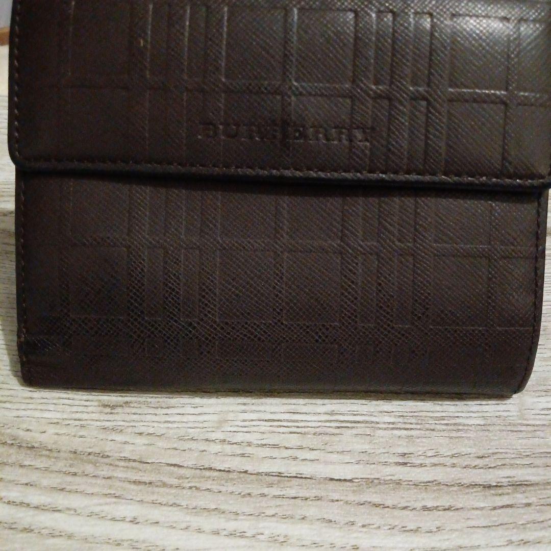 BURBERRY バーバリー がま口 三つ折り財布 レザー ダークブラウン