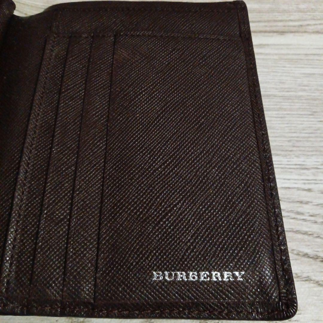 BURBERRY バーバリー がま口 三つ折り財布 レザー ダークブラウン