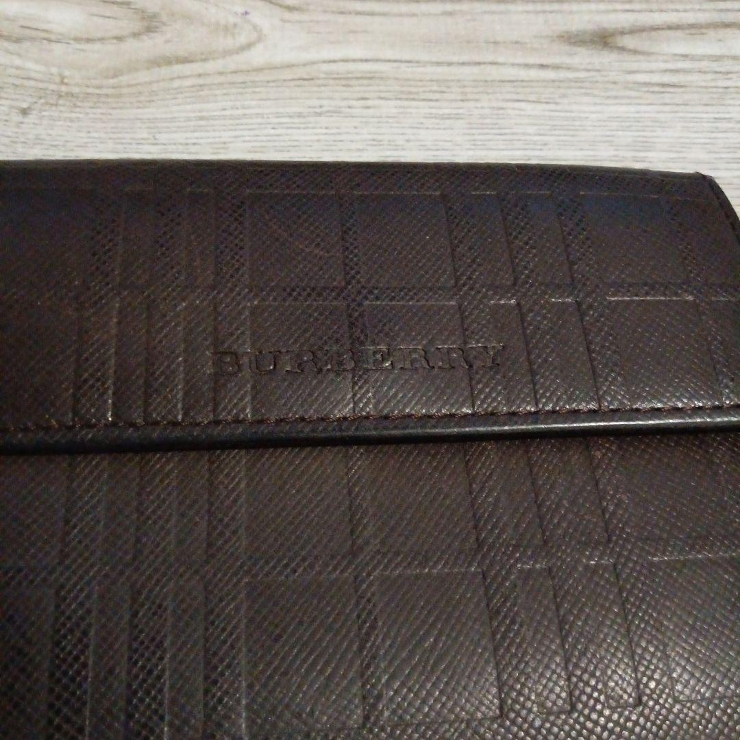 BURBERRY バーバリー がま口 三つ折り財布 レザー ダークブラウン