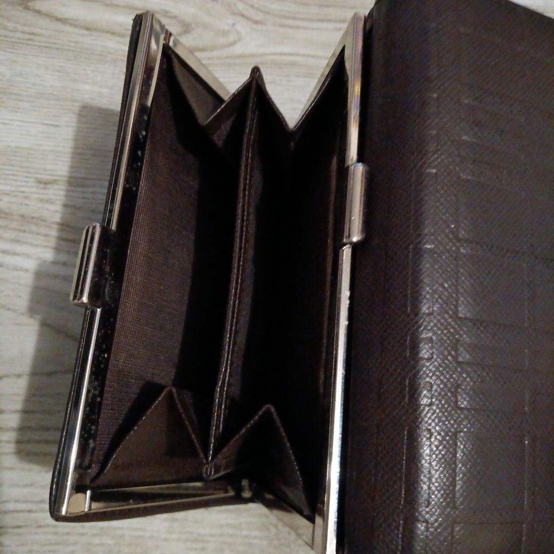 BURBERRY バーバリー がま口 三つ折り財布 レザー ダークブラウン