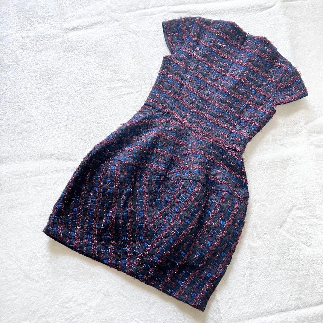 ★美品★ヨーコチャン　バルーンドレス　ツイード　38 ワンピース　半袖　キャップ