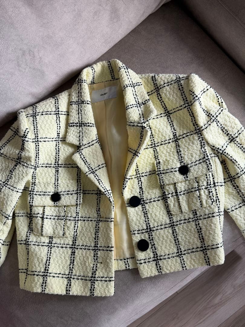 Sheller 5th check tweed jacket シェリエ