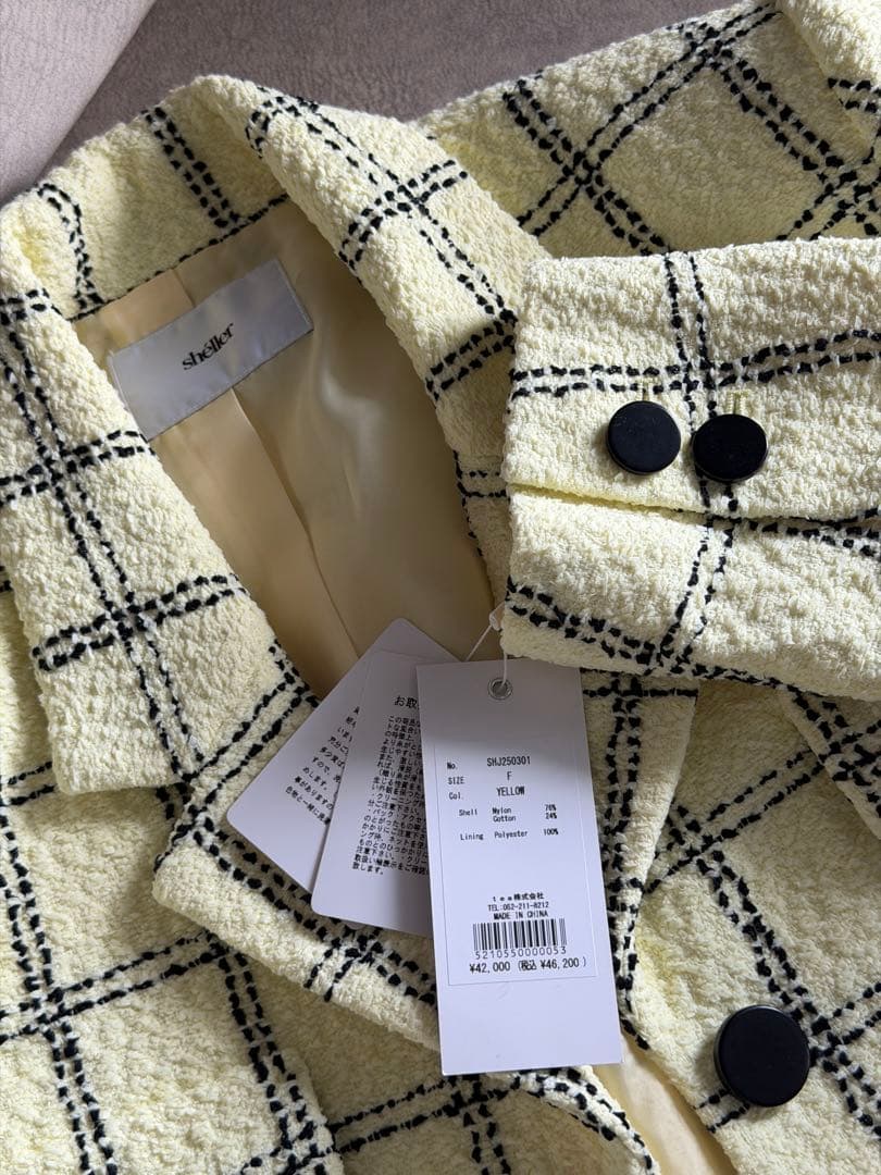 Sheller 5th check tweed jacket シェリエ