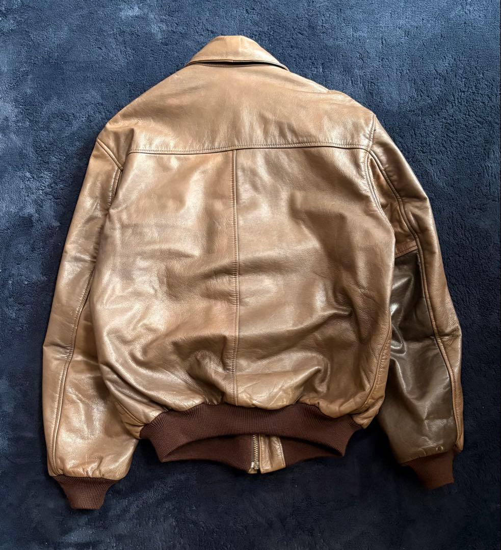 80s 美品 L.L.Bean A-2フライトジャケット ブラウン レザー S