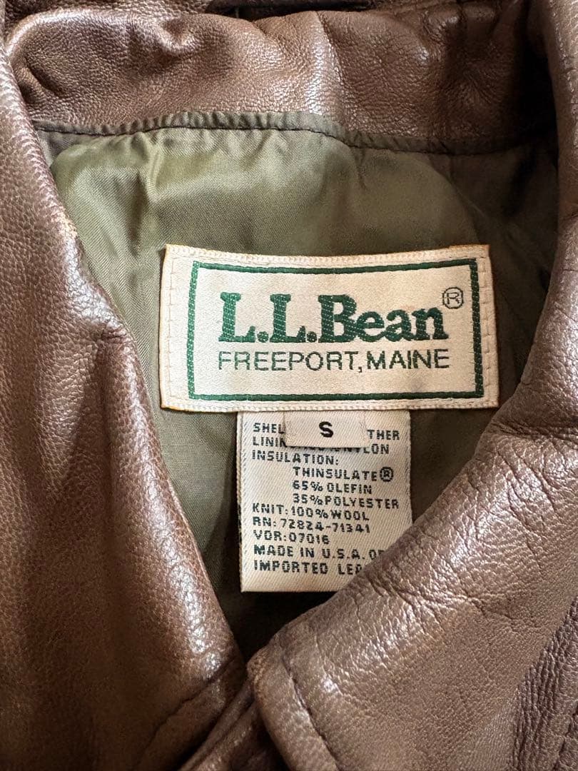 80s 美品 L.L.Bean A-2フライトジャケット ブラウン レザー S