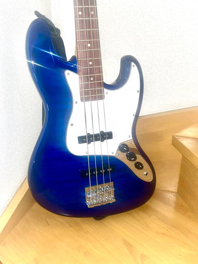 BUSKER’S エレキベース 4弦 ブルー 初心者セット ケース付き 入門