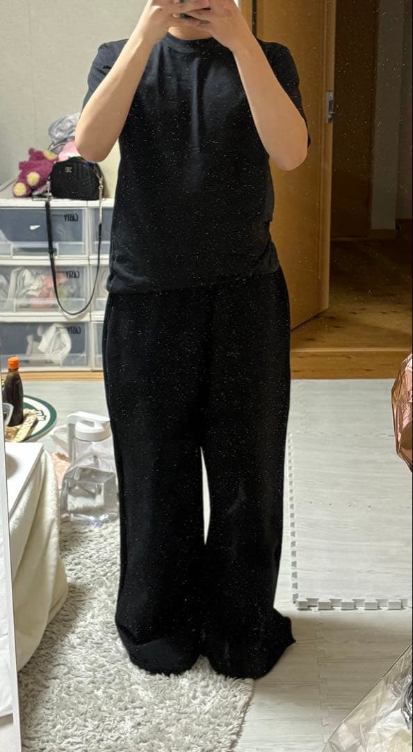SULLEN TOKYOスウェットワイドパンツ Black