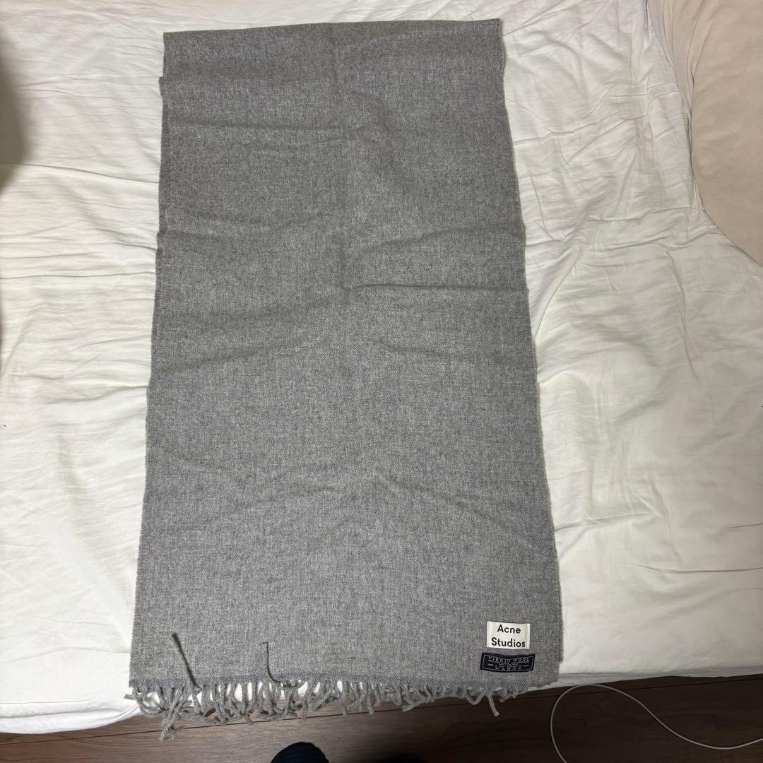 Acne Studios グレー マフラー ウール 旧ロゴ