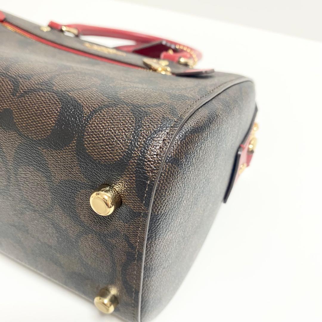 新品　COACH 2Way ミニボストンパング　シグネチャー　ダークブラウン