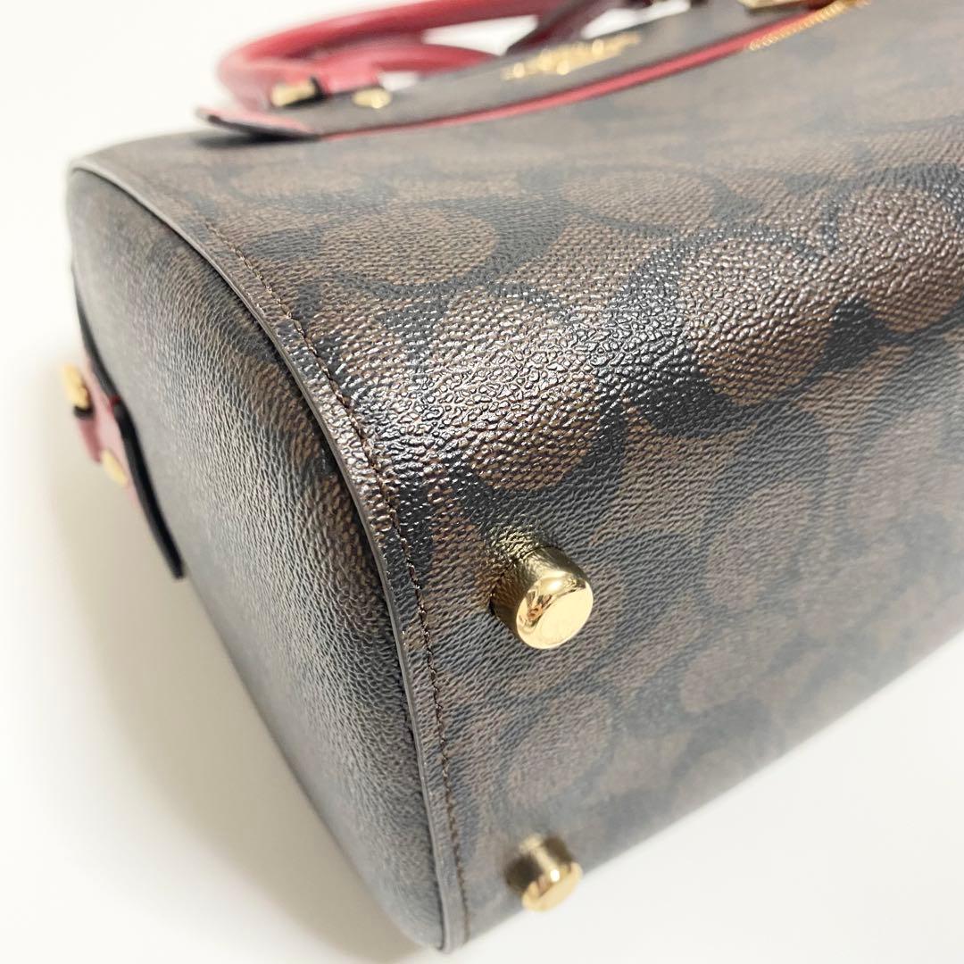 新品　COACH 2Way ミニボストンパング　シグネチャー　ダークブラウン