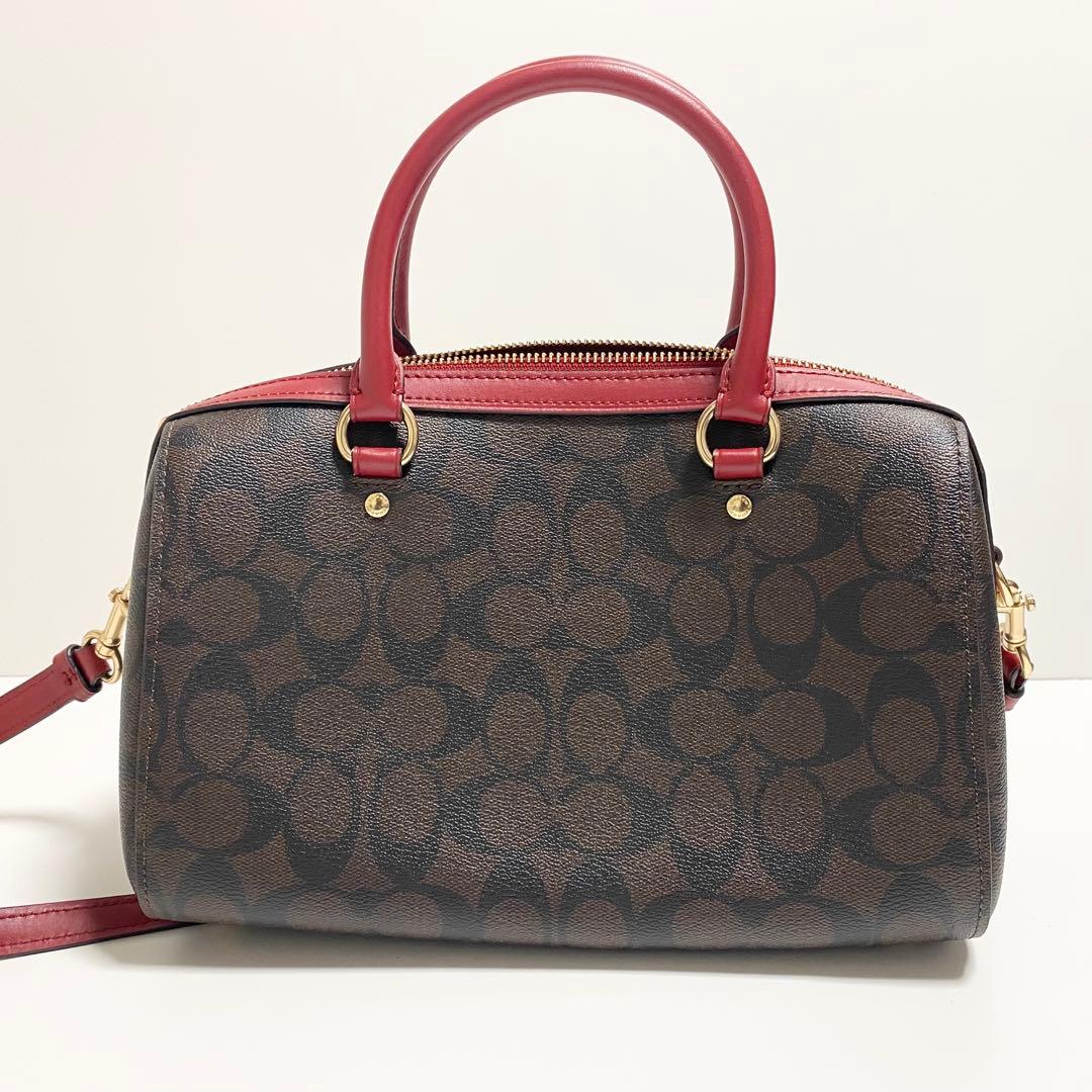 新品　COACH 2Way ミニボストンパング　シグネチャー　ダークブラウン