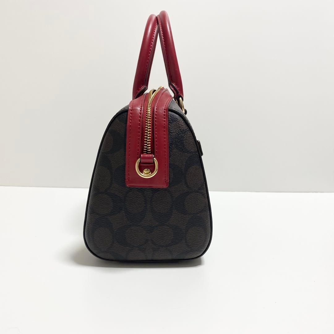 新品　COACH 2Way ミニボストンパング　シグネチャー　ダークブラウン