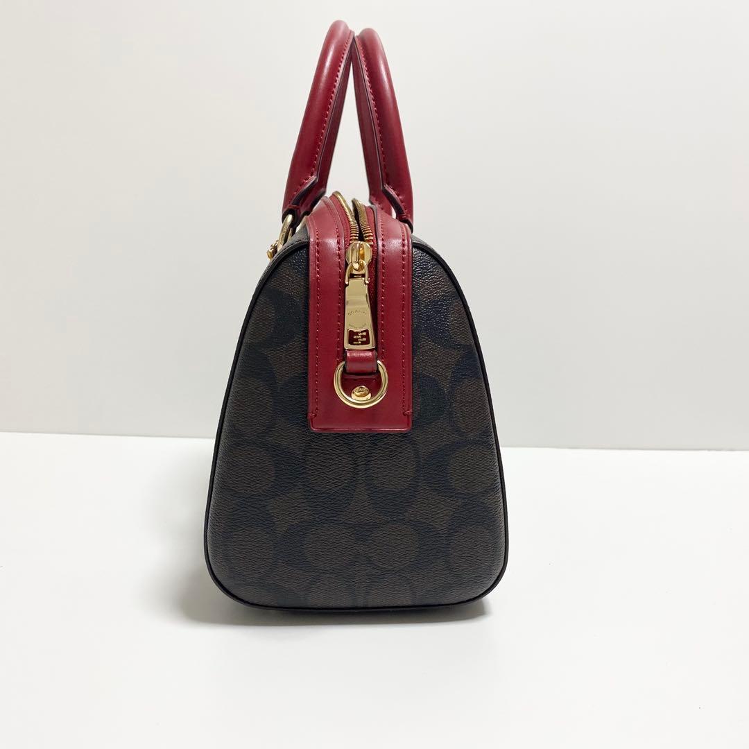 新品　COACH 2Way ミニボストンパング　シグネチャー　ダークブラウン