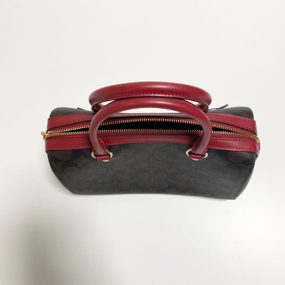 新品　COACH 2Way ミニボストンパング　シグネチャー　ダークブラウン