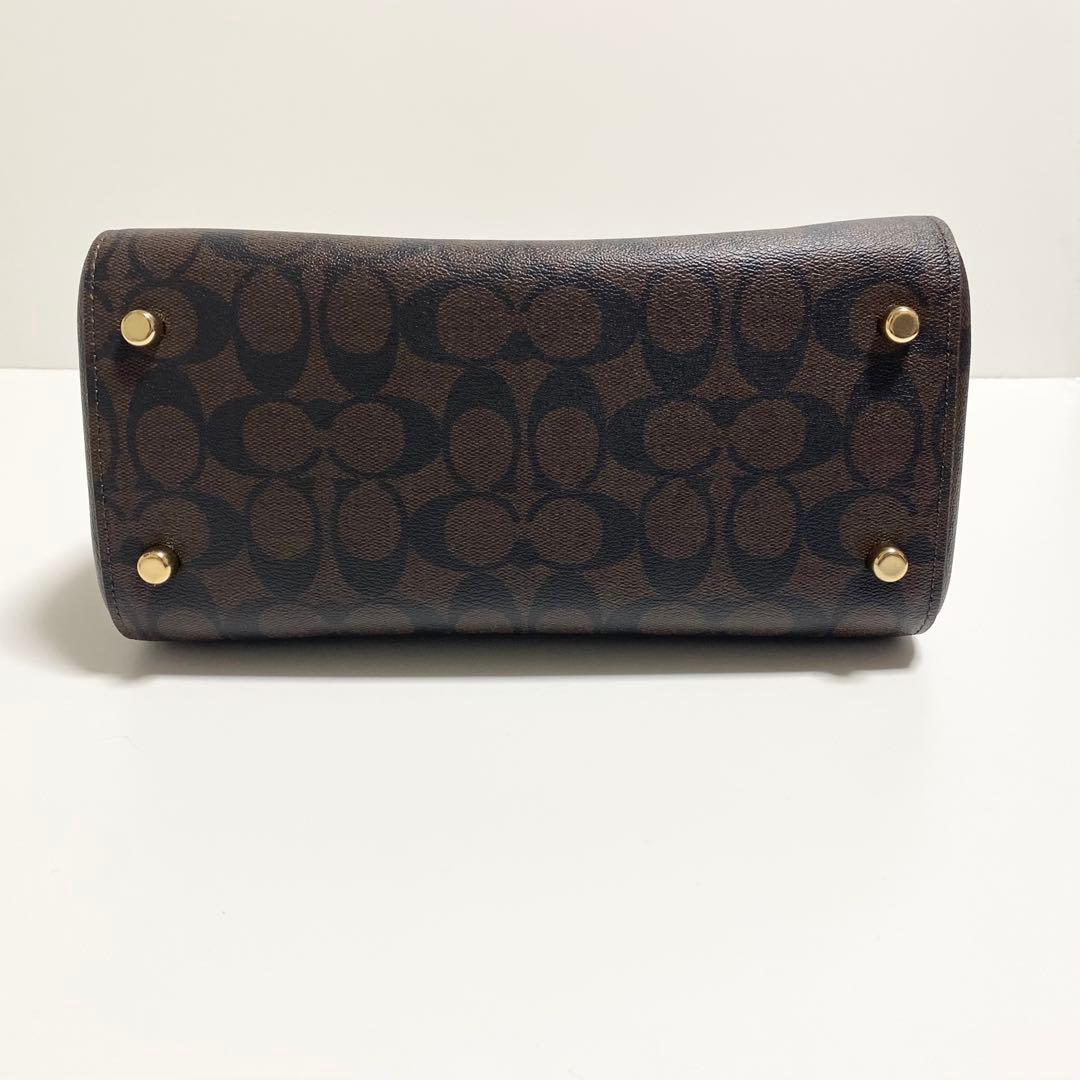 新品　COACH 2Way ミニボストンパング　シグネチャー　ダークブラウン