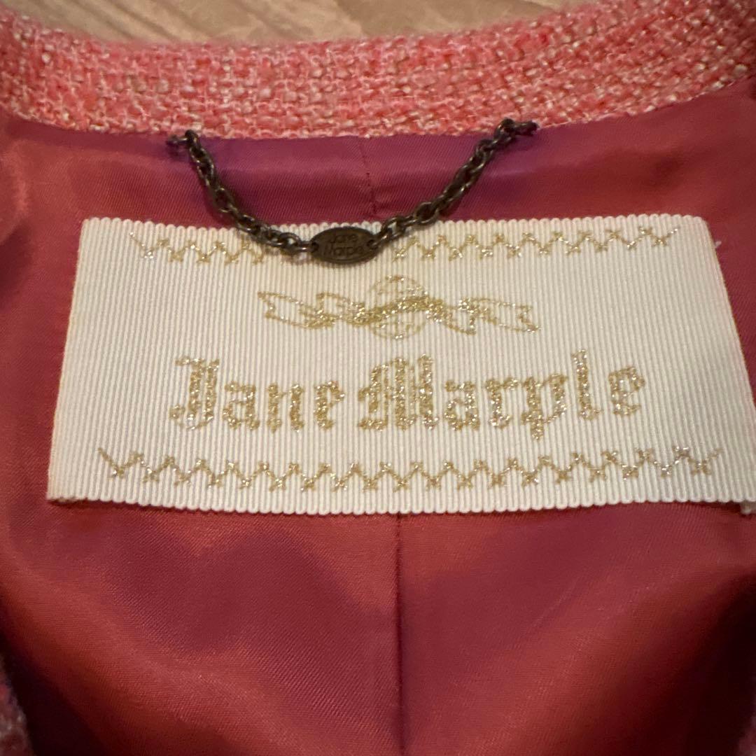 Jane Marple ジェーンマープル ツイードコート ベロアリボン ピンク