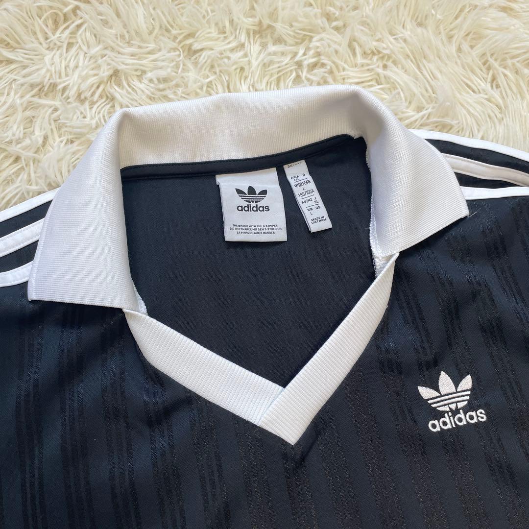 極美品 アディダス ピケ サッカー ゲームシャツ 長袖Tシャツ ブラック XL
