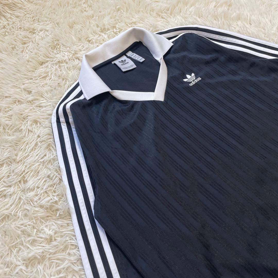 極美品 アディダス ピケ サッカー ゲームシャツ 長袖Tシャツ ブラック XL
