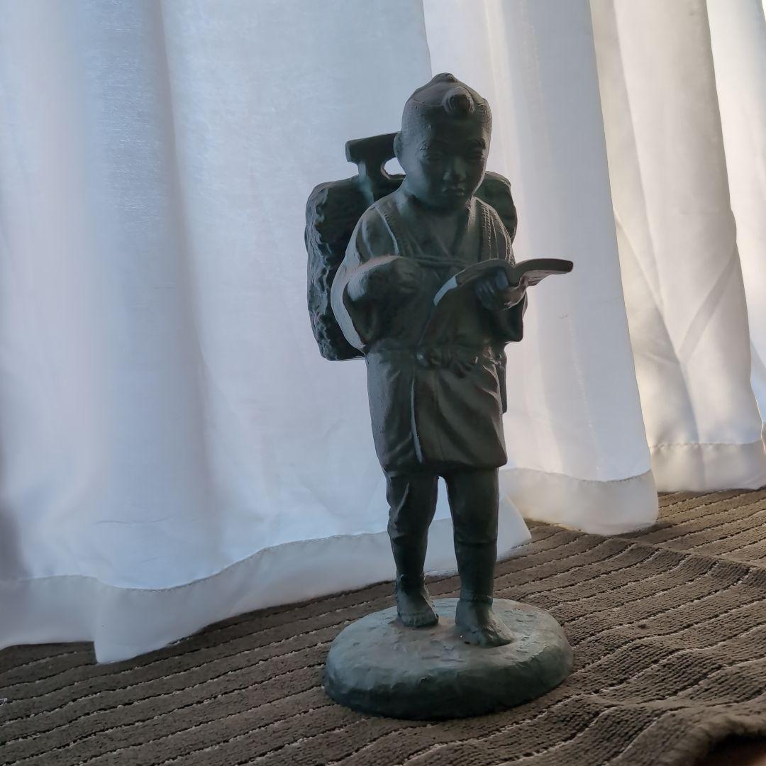 二宮金次郎　ブロンズ像（中古)　高さ36cm