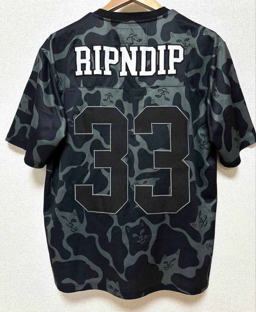 美品 RIPNDIP リップンディップ カモフラ ゲームシャツ フットボールXL