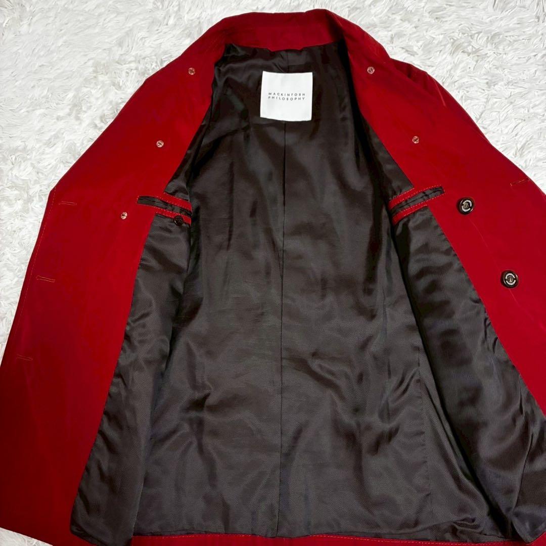 極美品/L マッキントッシュ　トレンチコート　撥水加工　ロゴボタン　赤　日本製