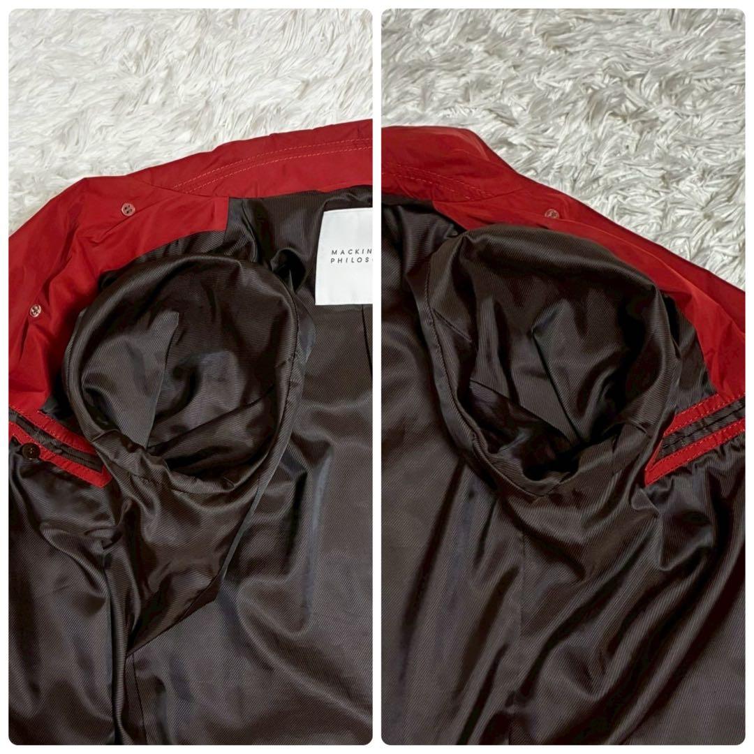 極美品/L マッキントッシュ　トレンチコート　撥水加工　ロゴボタン　赤　日本製