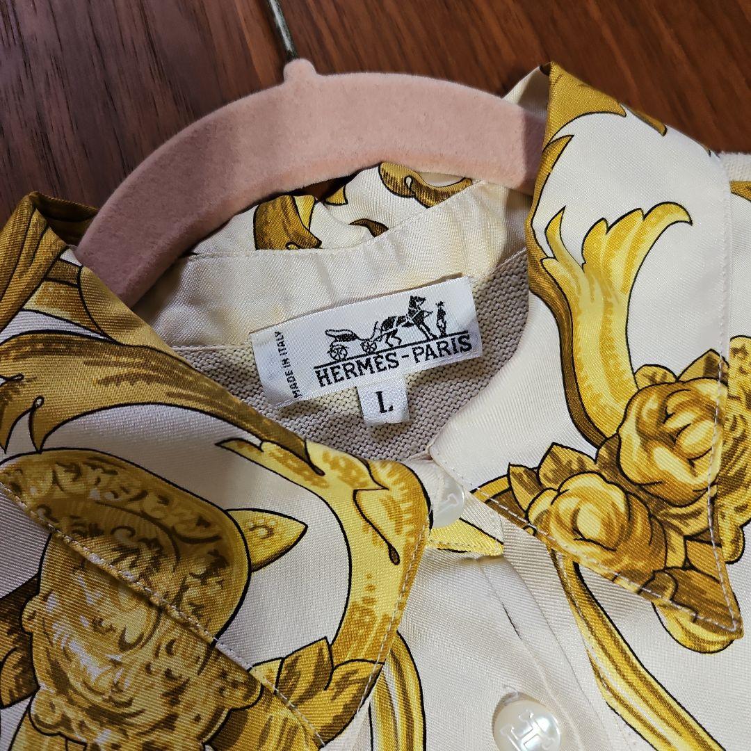 HERMES エルメス ヴィンテージ スカーフ切り替え ポロ　シミありサイズL