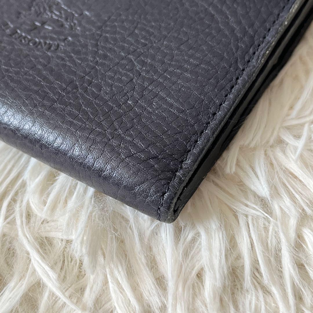 未使用級✨　IL BISONTE　がま口　三つ折り財布　ネイビー　レザー