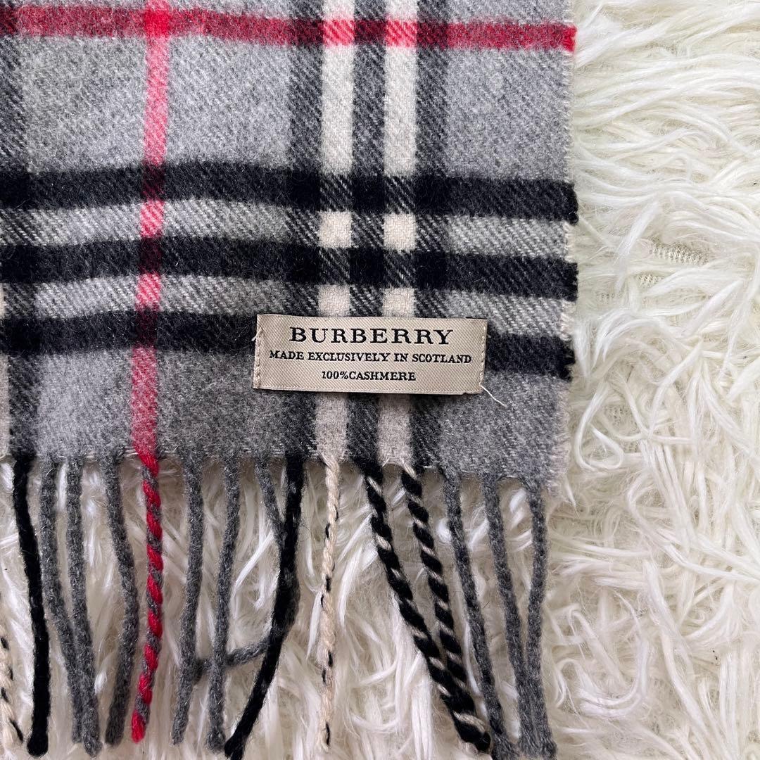 美品　バーバリー　Burberry カシミヤ100% マフラー グレー チェック