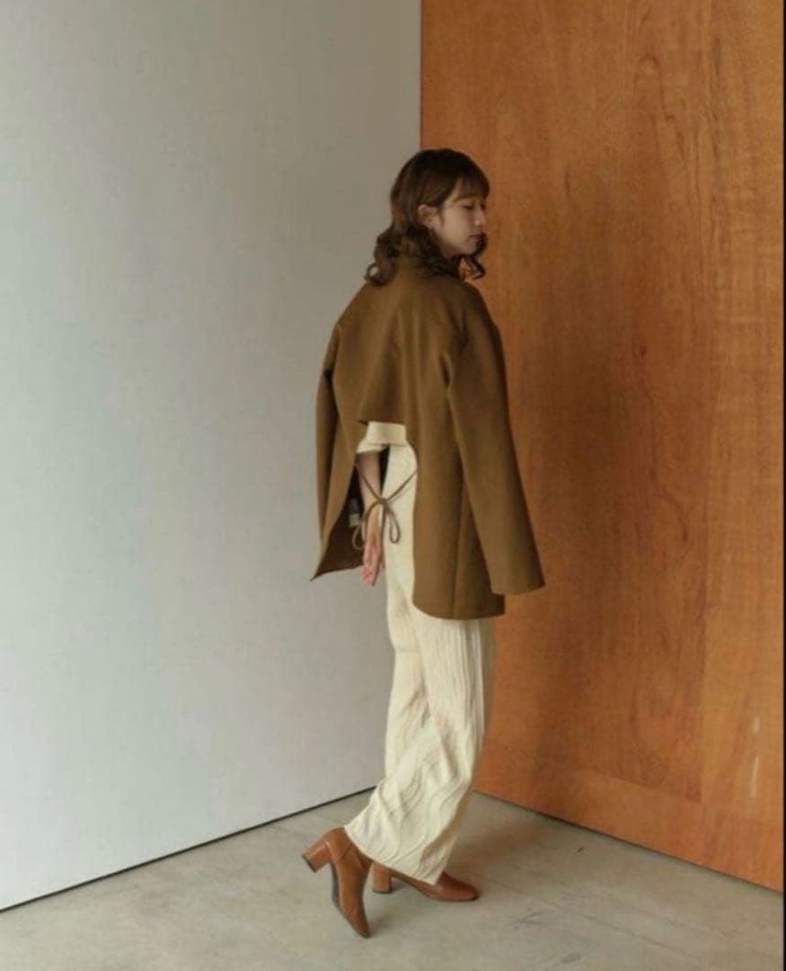 【Eaphi】back ribbon classy jacket / camel