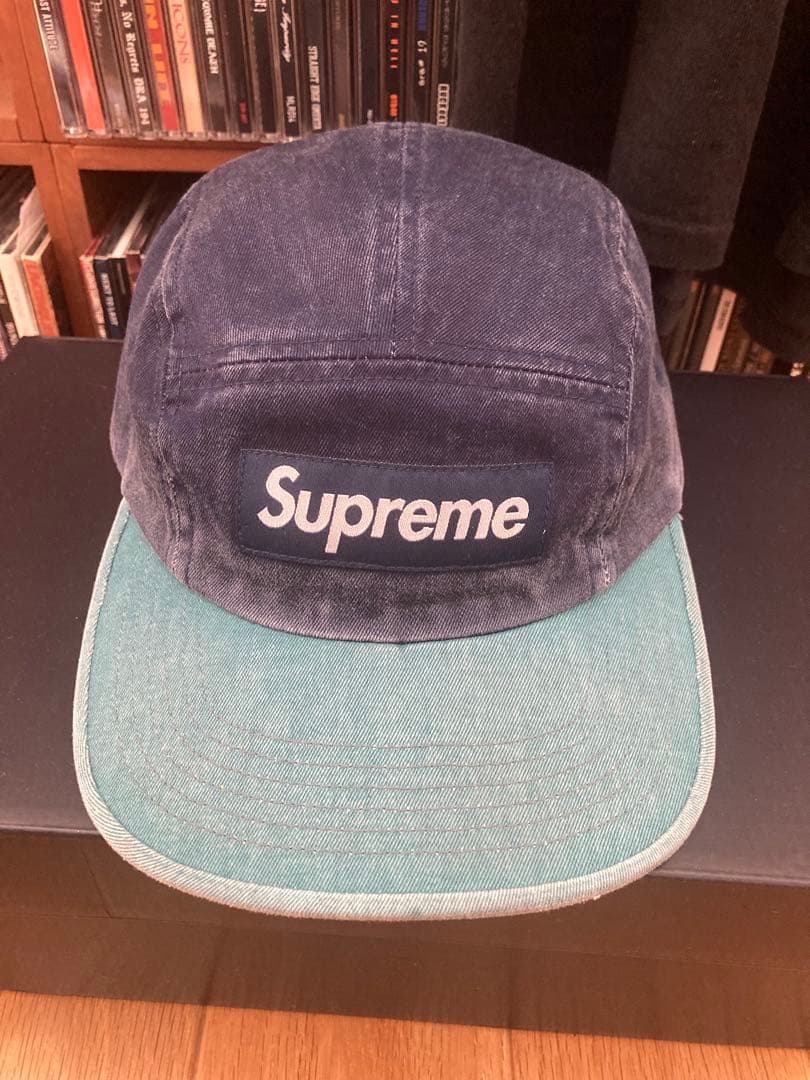 Supreme ネイビー/グリーン キャップ