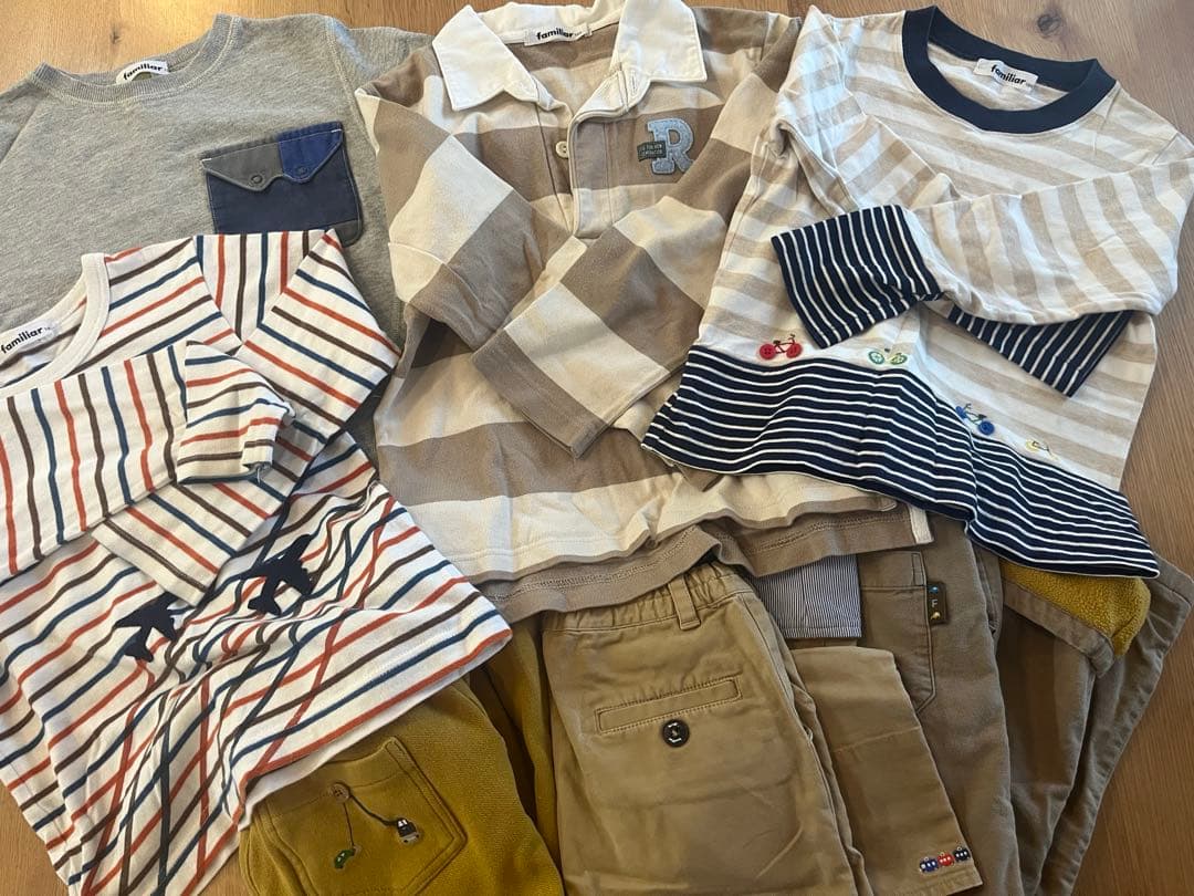 ファミリア120 キッズ服セット（長袖4点、パンツ3点）