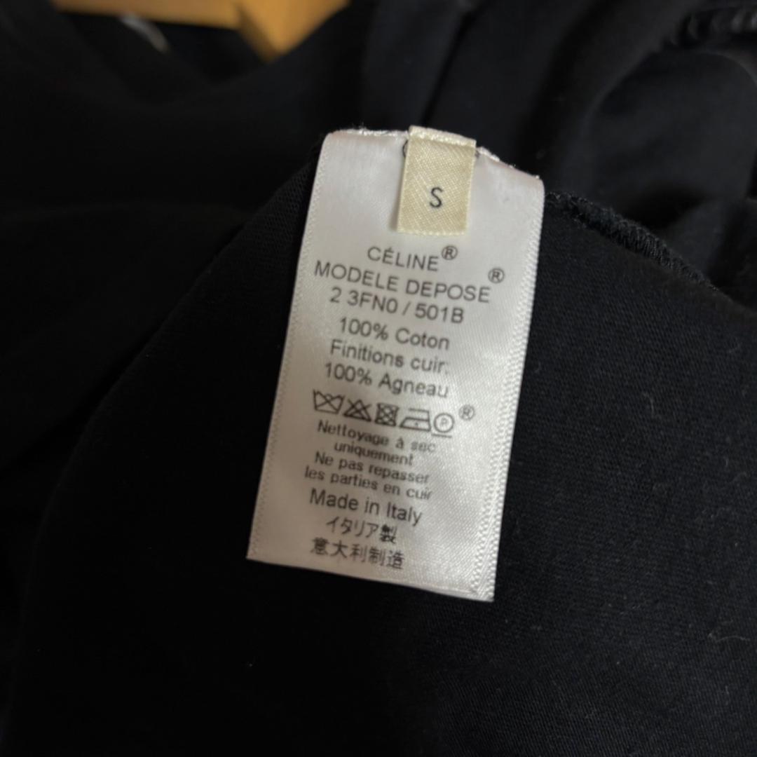 CELINE セリーヌ レザーパイピング　バックプリーツ　デザインTEE M67