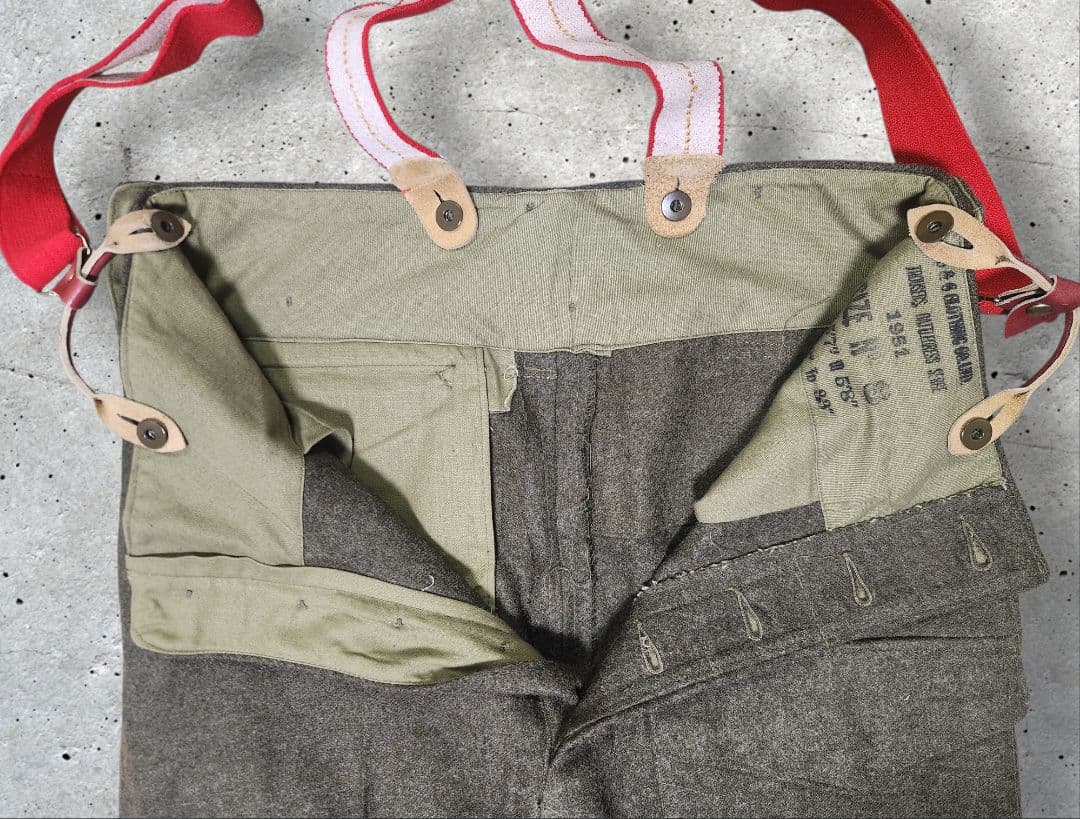 美品 カナダ軍 50s バトルドレスウールトラウザーズ W32〜33サスペンダー
