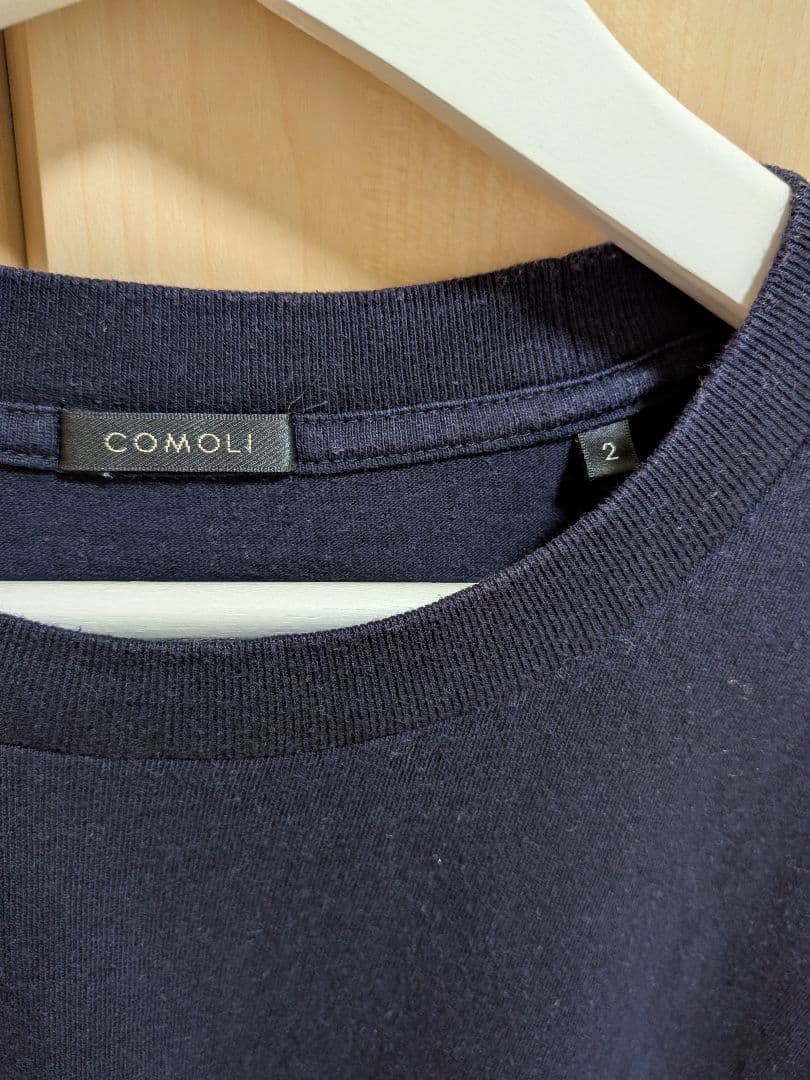 COMOLI 空紡天竺半袖Tシャツ ネイビー サイズ2