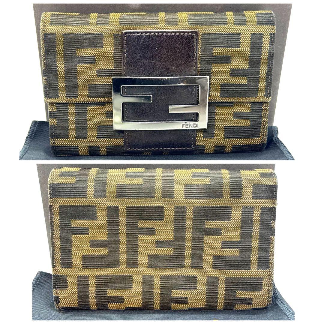 FENDI フェンディ ズッカ 財布 FF金具 マンマ キャンバス レザー