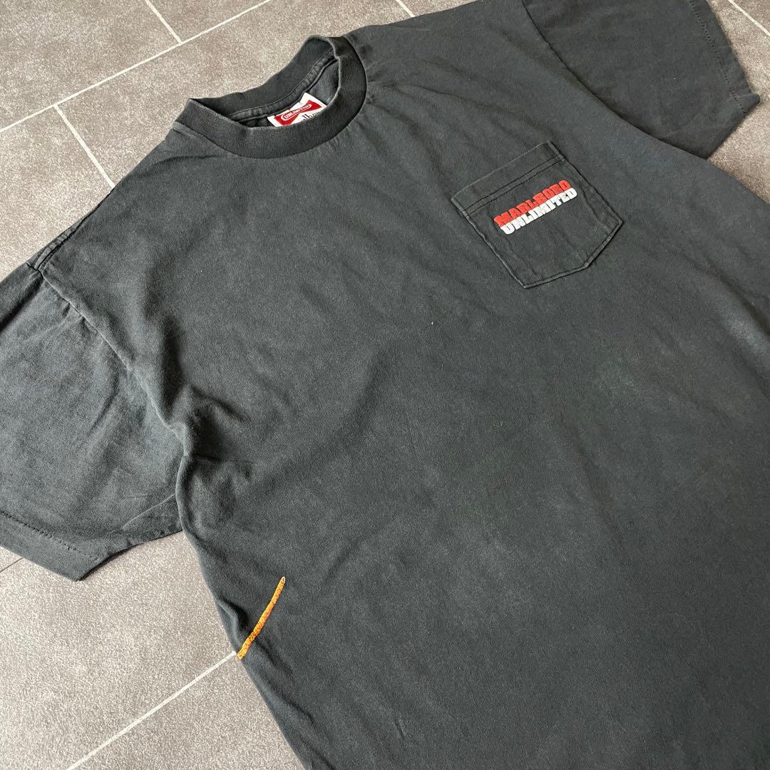 Marlboro Lizard マルボロ トカゲ ポケットTシャツ フェード L