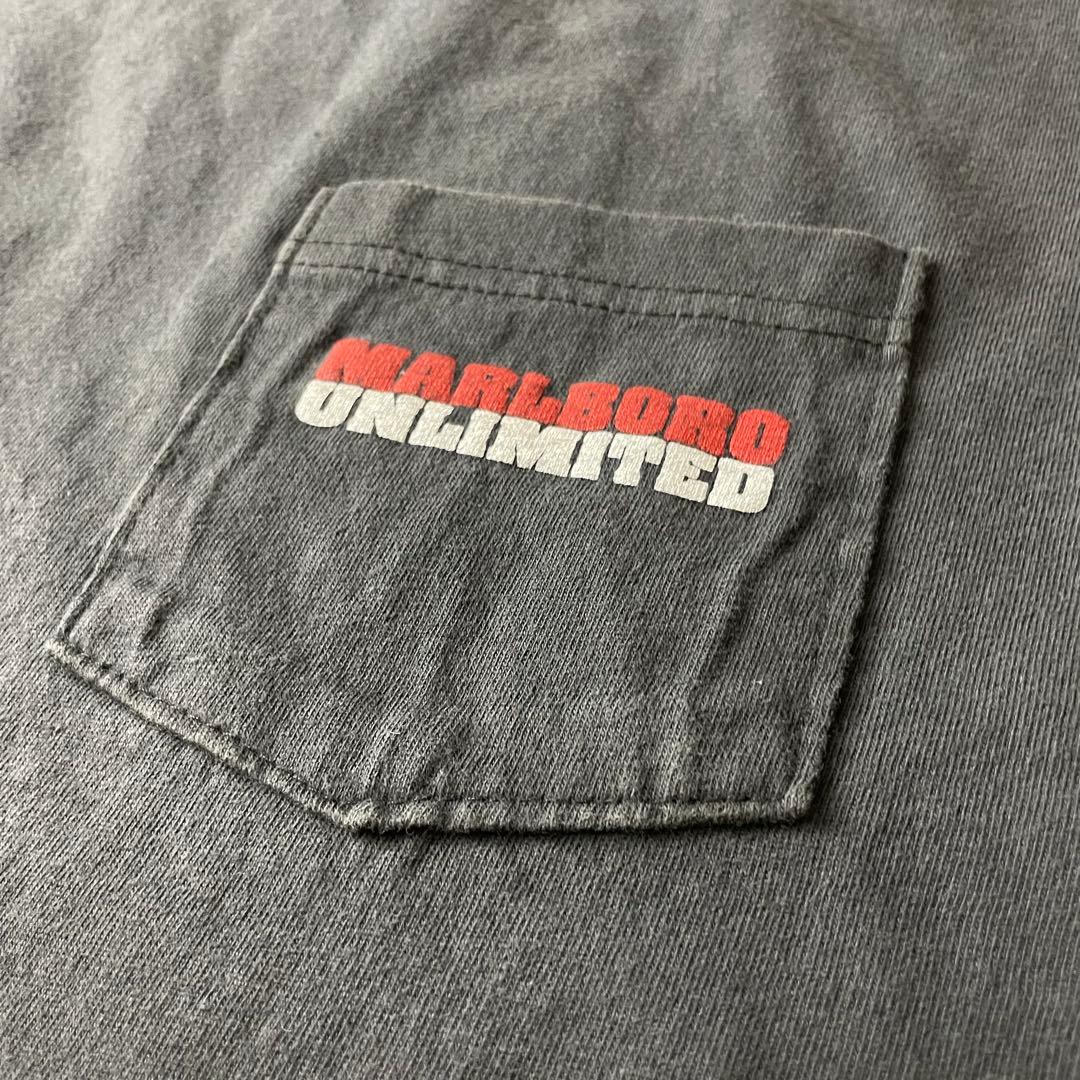 Marlboro Lizard マルボロ トカゲ ポケットTシャツ フェード L