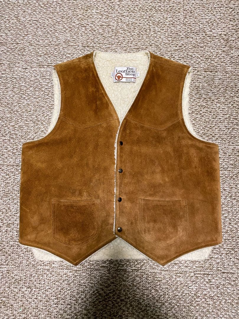 ★雰囲気抜群‼️USA製★70s Sears ボア付き スウェード ベスト L‼️
