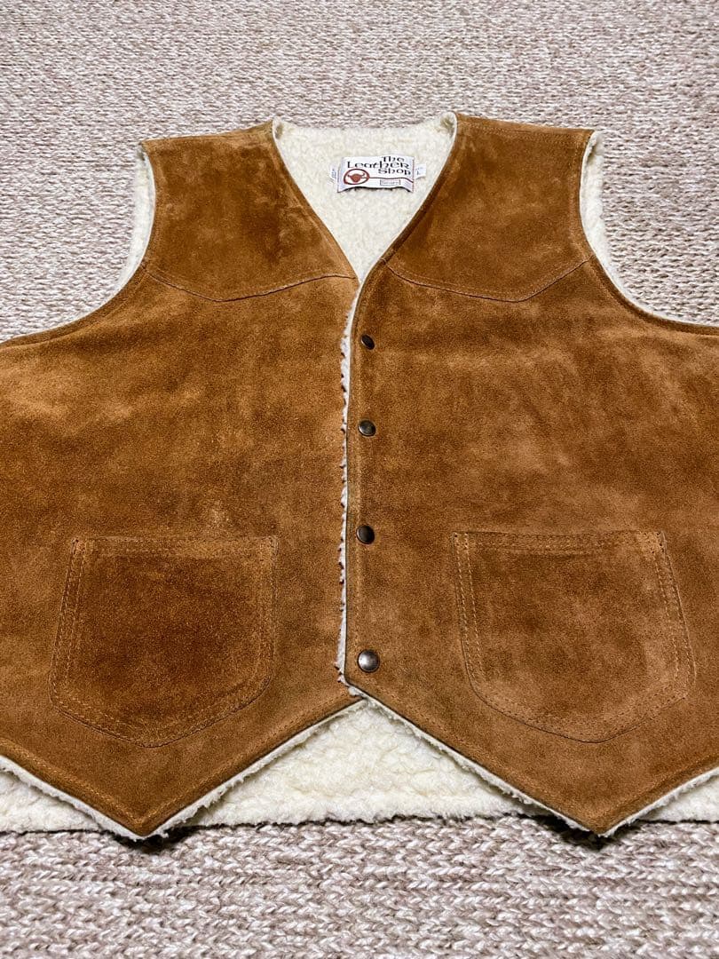★雰囲気抜群‼️USA製★70s Sears ボア付き スウェード ベスト L‼️