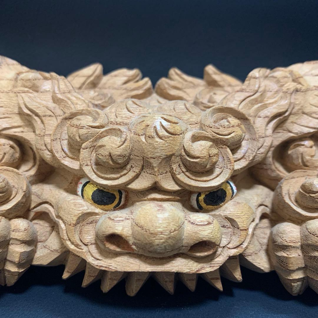 だんじり彫刻　獅噛み　鬼板　鬼熊　シガミ　獅子噛み　唐獅子　地車　置物　木彫