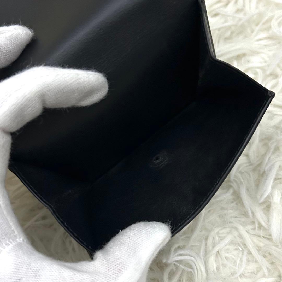 【極美品】MARNI マルニ 三つ折り財布 ブラック ロゴ レザー ウォレット