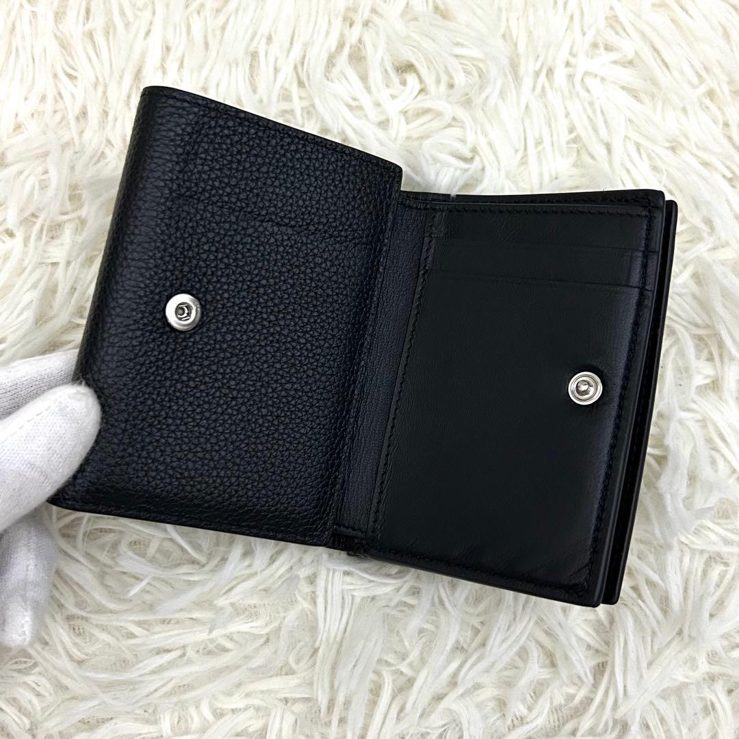 【極美品】MARNI マルニ 三つ折り財布 ブラック ロゴ レザー ウォレット