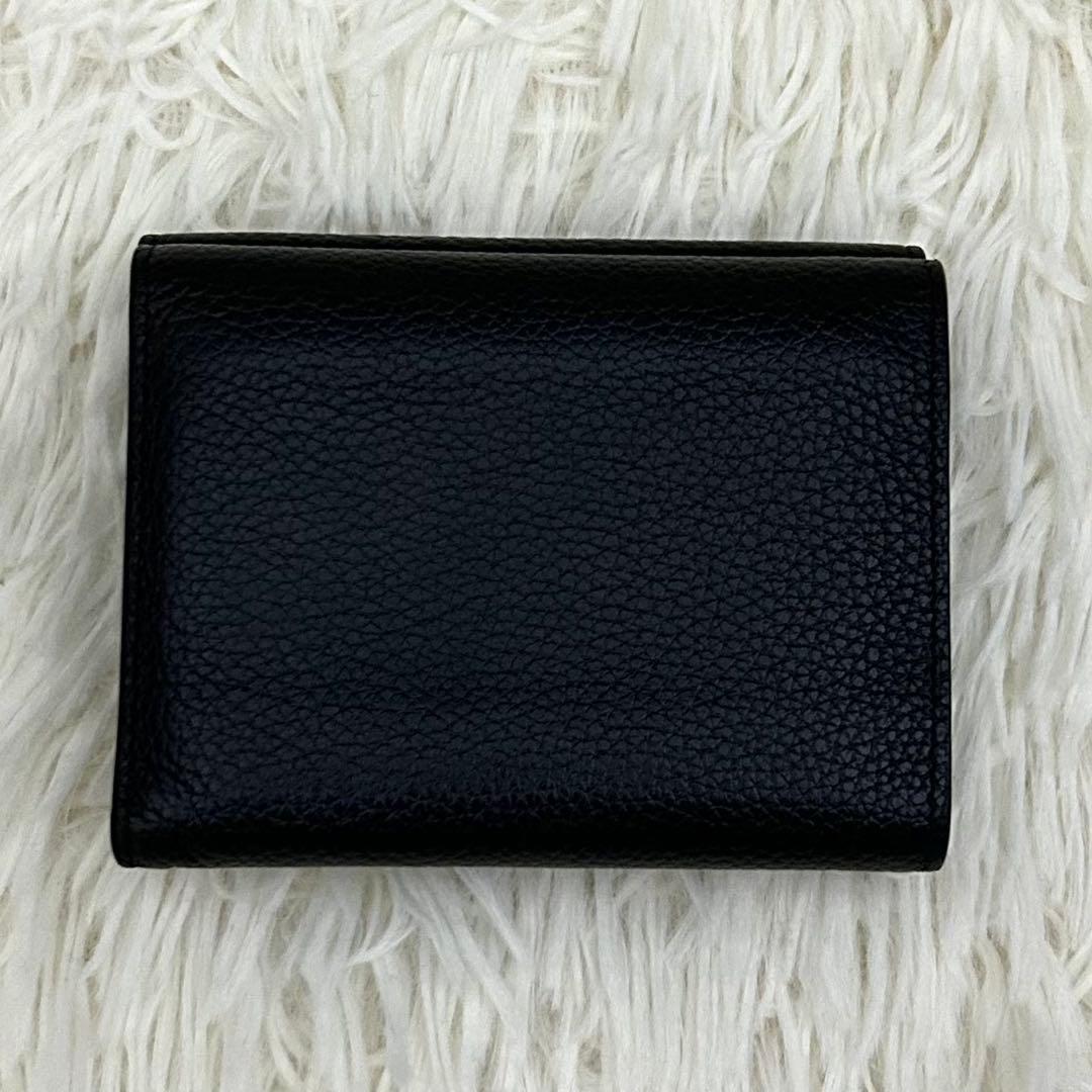 【極美品】MARNI マルニ 三つ折り財布 ブラック ロゴ レザー ウォレット