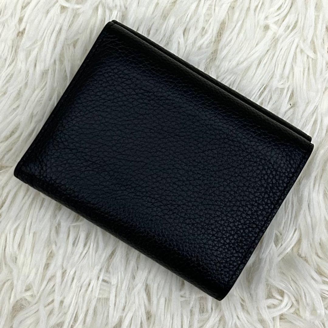 【極美品】MARNI マルニ 三つ折り財布 ブラック ロゴ レザー ウォレット