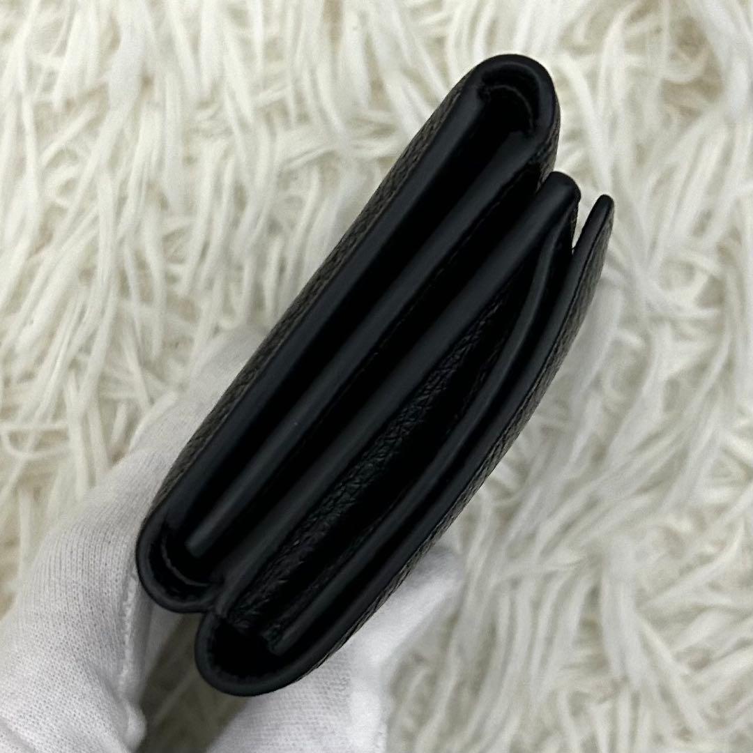 【極美品】MARNI マルニ 三つ折り財布 ブラック ロゴ レザー ウォレット