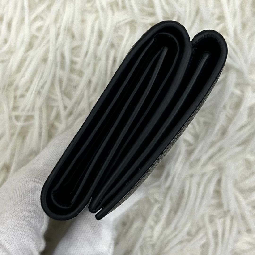 【極美品】MARNI マルニ 三つ折り財布 ブラック ロゴ レザー ウォレット