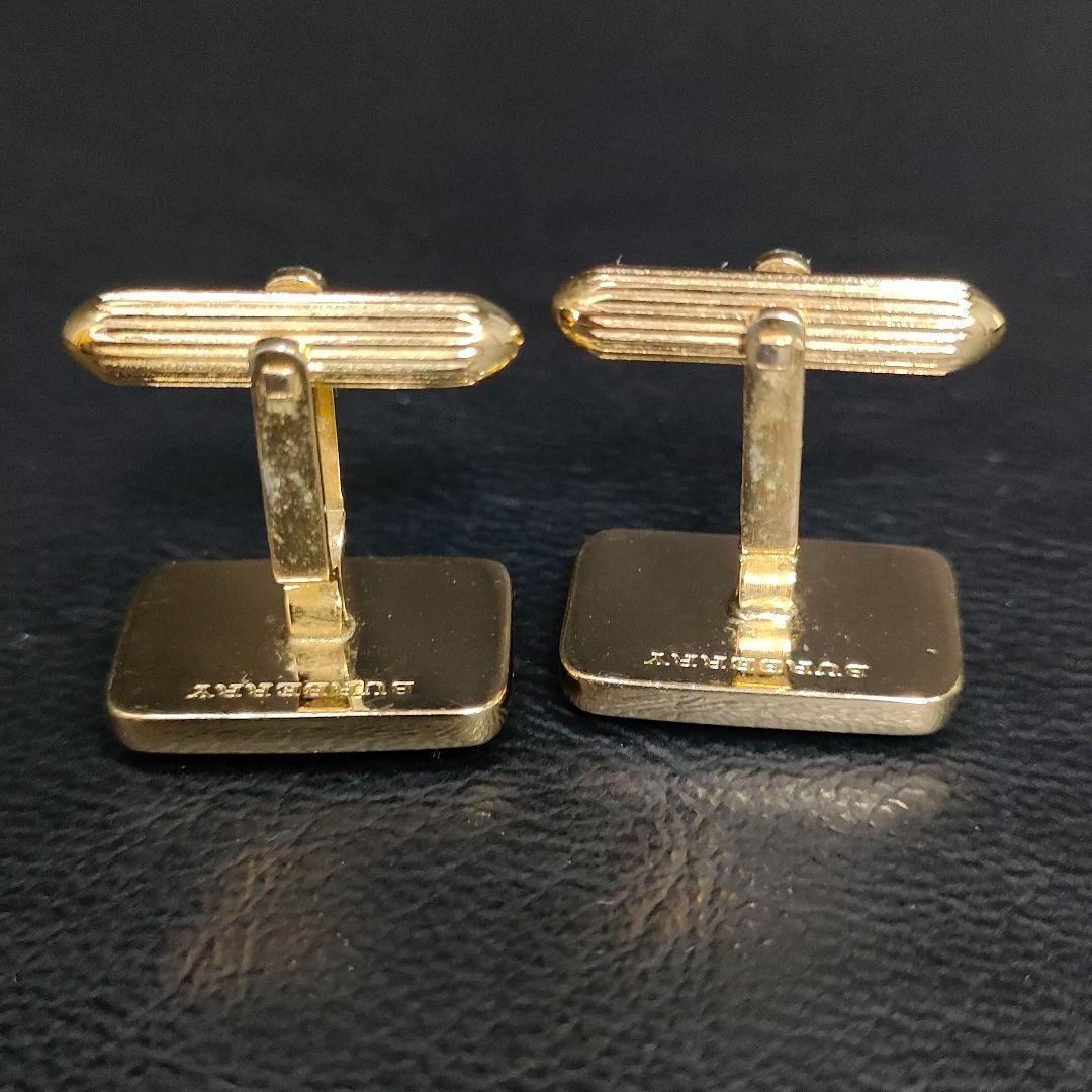 美品　Burberry　バーバリー　カフス　ネイビー　ブルー　ゴールド　騎馬ロゴ