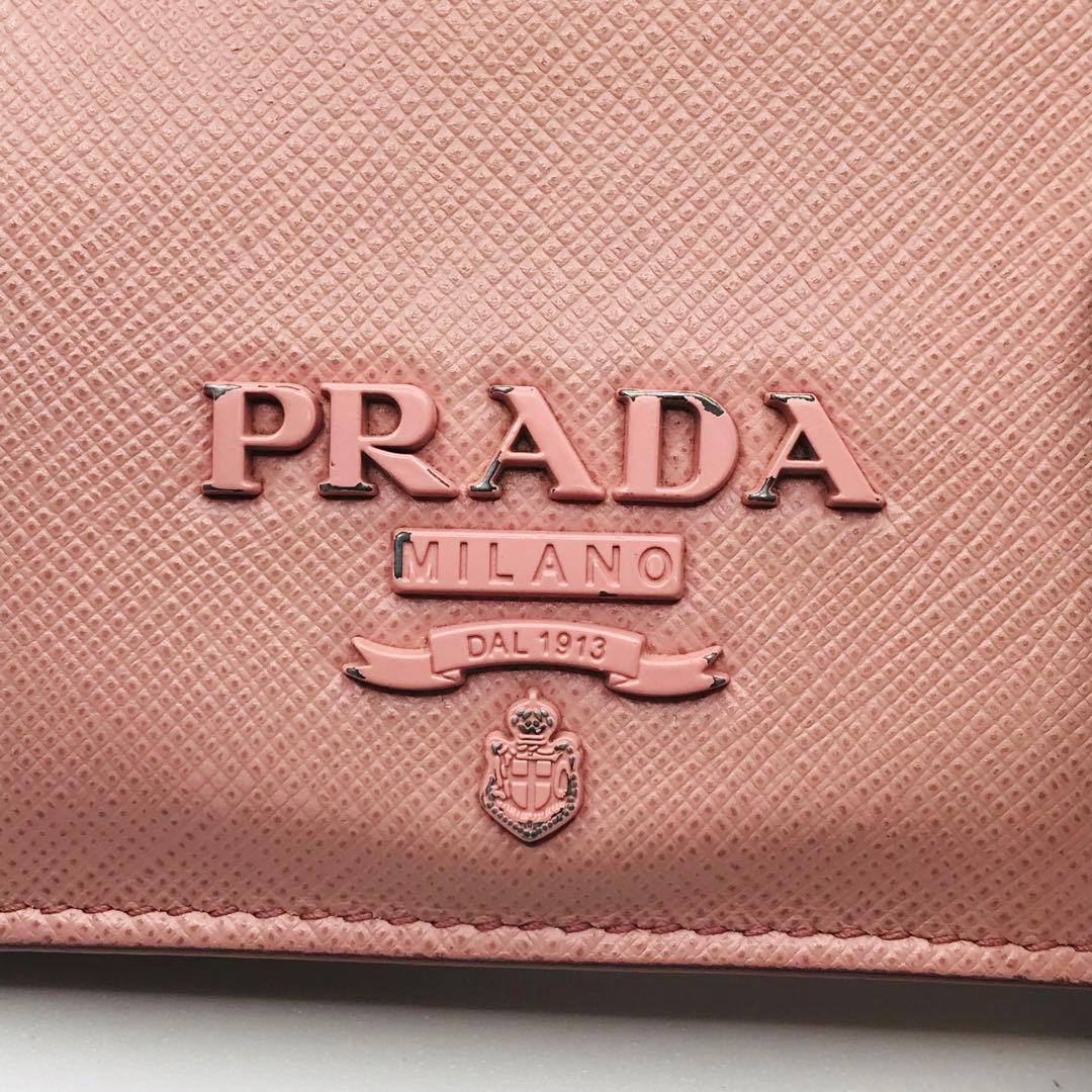 PRADA✨サフィアーノ 二つ折り財布 ミニウォレット 希少色 ピンク